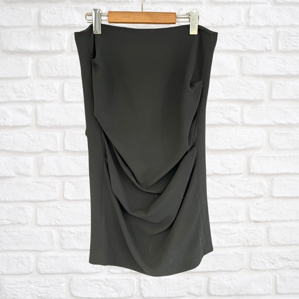 Sandra Angelozzi Black Draped Knee Length Pencil Skirt Size 40